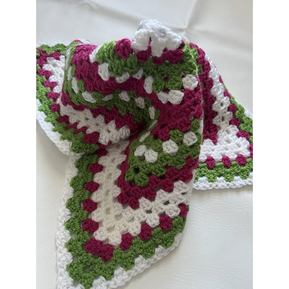 Handmade Crochet Afghan Granny Square 24x24 Throw Blanket Grandmacore Boho